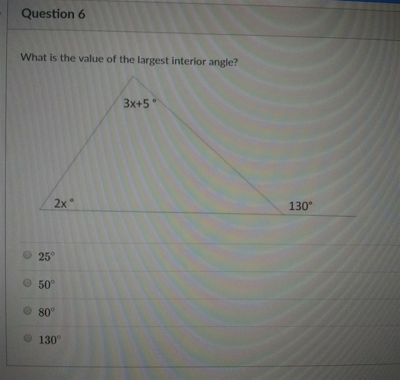 Can someone help find the value of the largest interior angle?-example-1