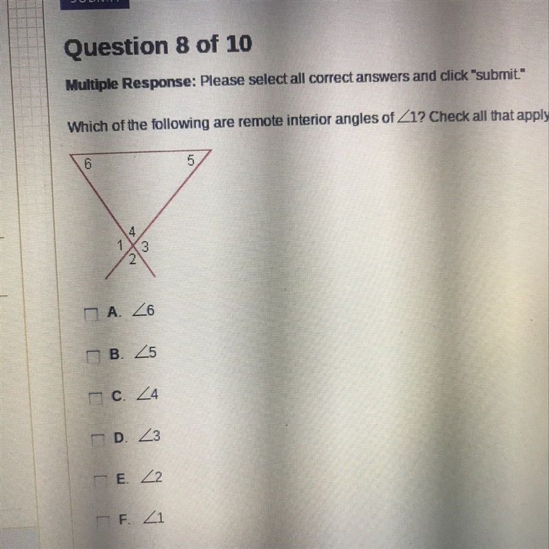 Which of the following are remote interior angles of <1-example-1