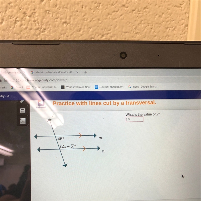 45 degrease (2x-5) what is the value of x-example-1