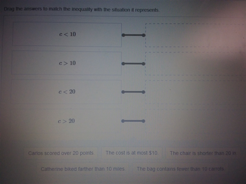 Drag the answers to match the inequality with their solution it represents-example-1