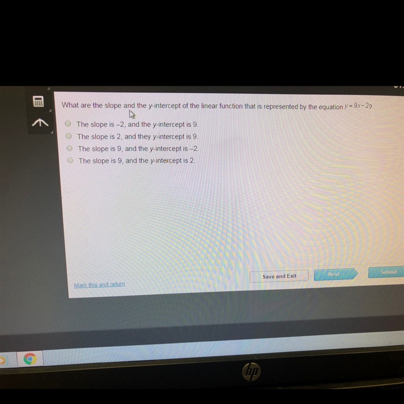 What are the slope and the y- intercept of the linear function-example-1