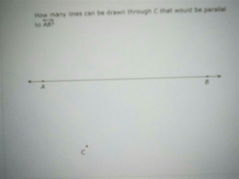 How many lines can be drawn through C that would be parallel to AB?-example-1