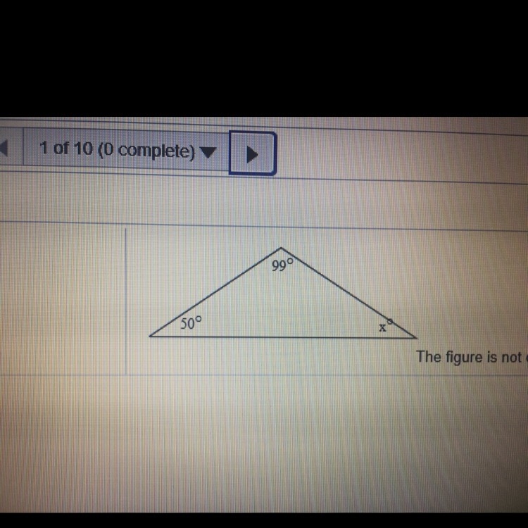 Find the number of degrees in the third angle of the triangle. The measure of the-example-1