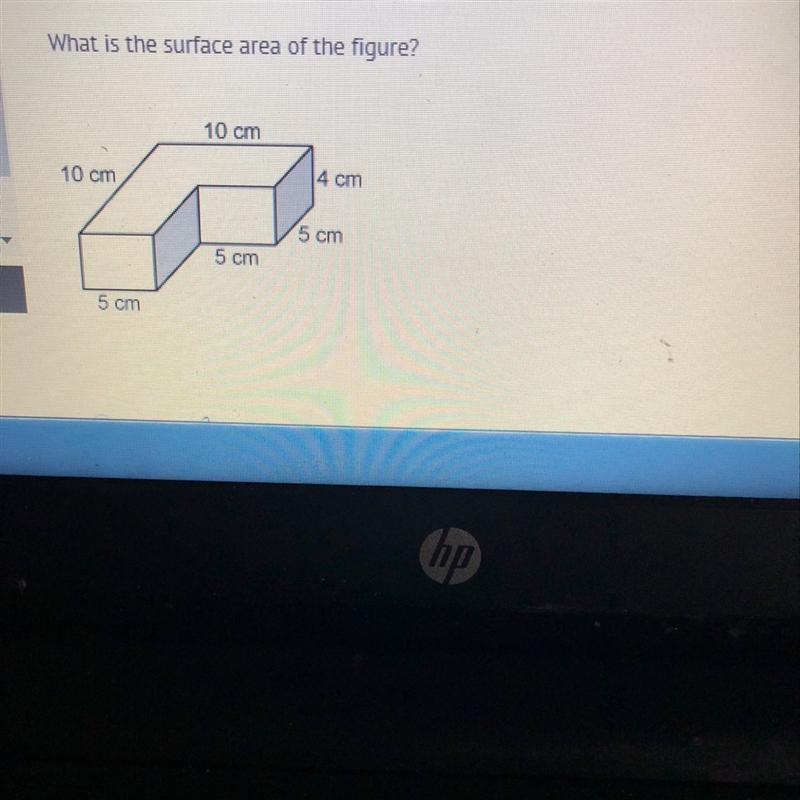 What is the surface area of the figure ? A.360 cm B.310 cm C.180 cm D.155cm-example-1