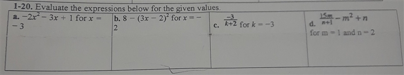 Evaluate the expressions below for given values-example-1