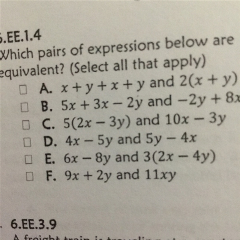 Which pairs of expressions below are equivalent?-example-1