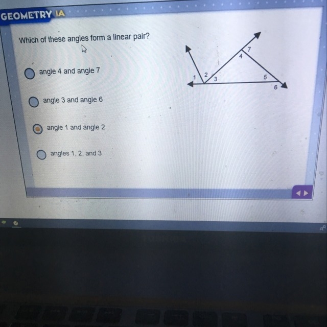 Which of these angles form a linear pair?-example-1