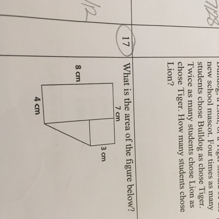 What is the area of the figure below? Explain and show the work that comes with it-example-1