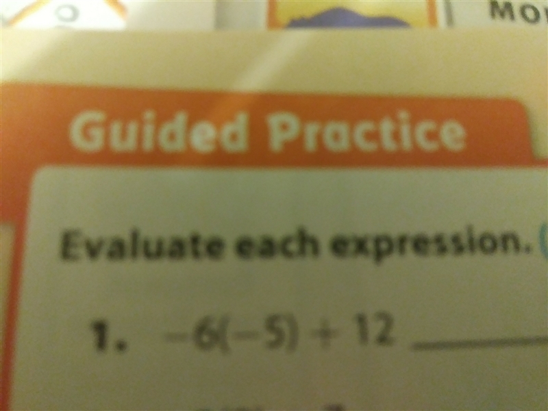 Evaluate the expressio -6(-5)+12-example-1