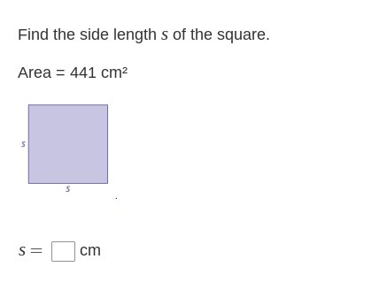 Find the side length S of the square. When your answering, please explain too. Like-example-1