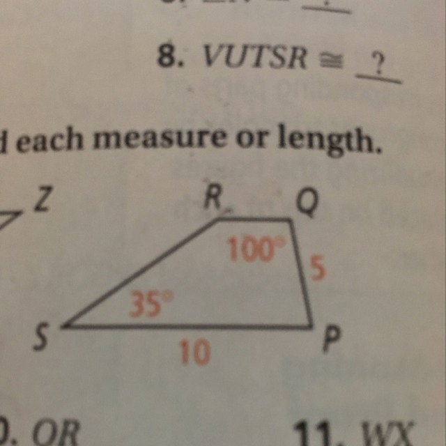 WXYZ is congruent to PQRS. Find each measure of angle P-example-1