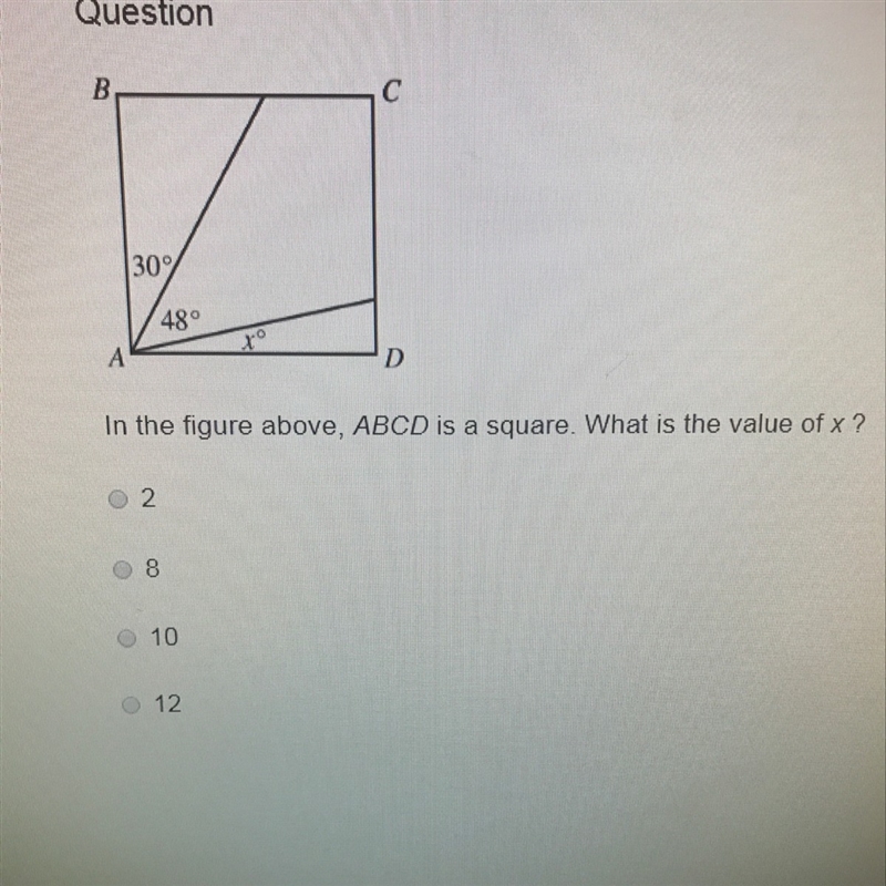 In the figure above abc is a square .. what is the value of x?-example-1