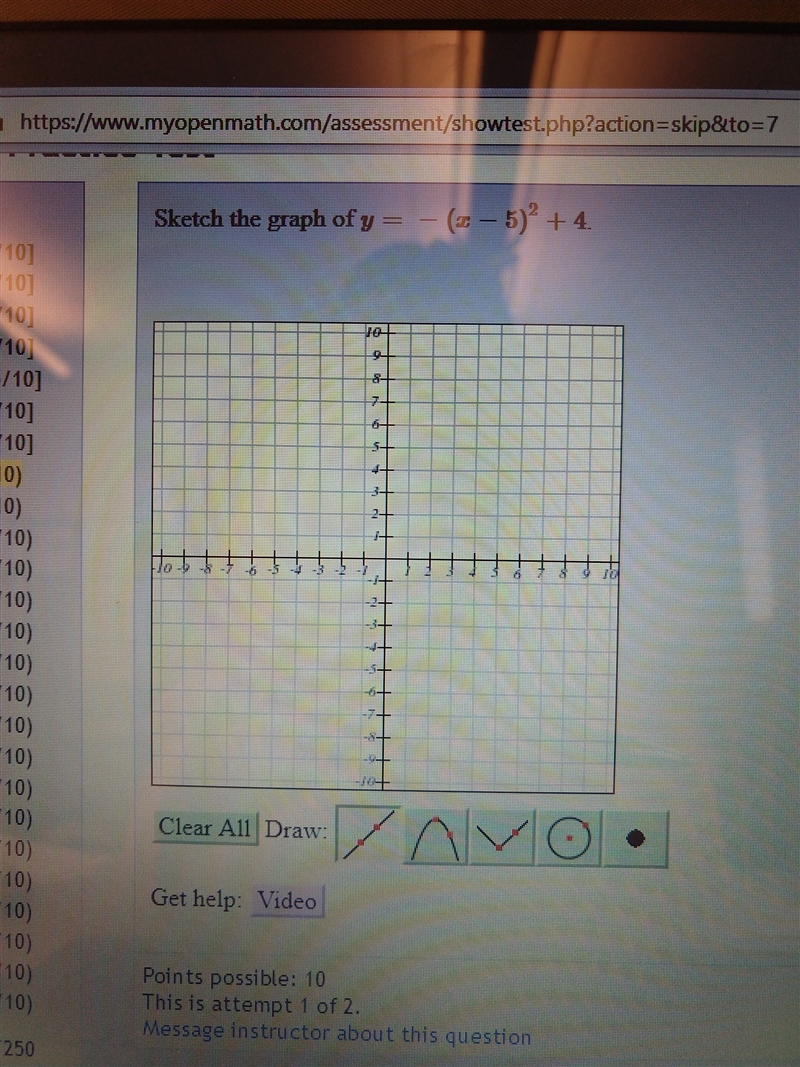 Sketch the graph of y= -(x-5)^2+4-example-1