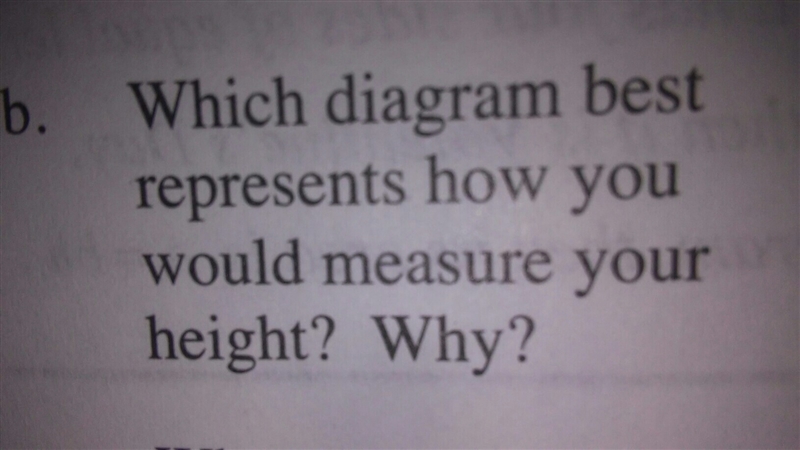 Which diagram best represents how you would measure your height-example-1