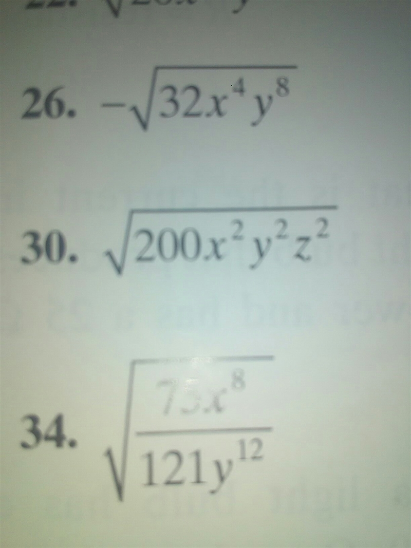 Plz help #30 plz explain \sqrt{200 {x}^2 {y}^2 {z}^2-example-1