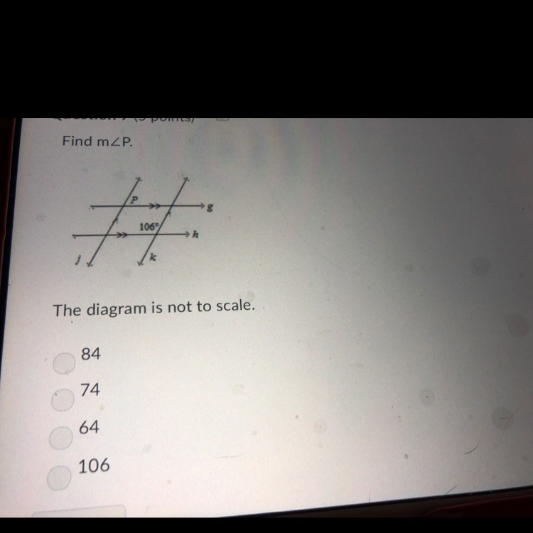 Find M angle P The diagram is not a scale-example-1