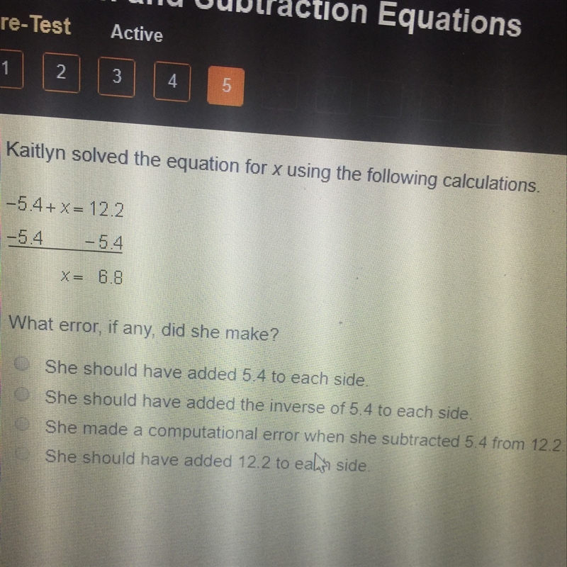 Kaitlin solved the equation for x using the following calculations.-example-1