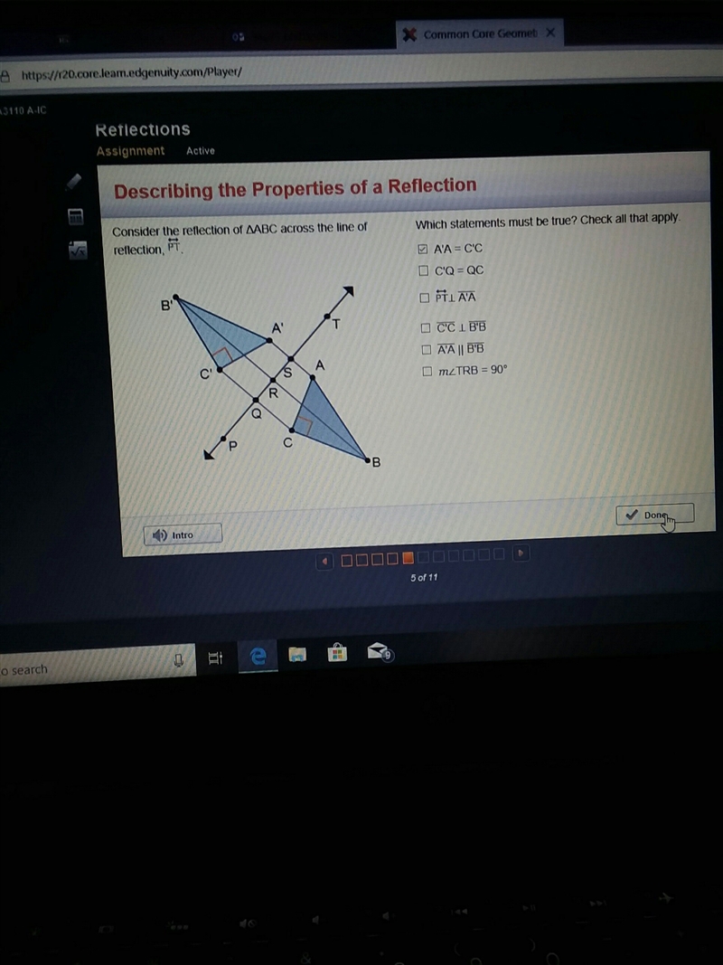 which statements must be true check all that apply consider the reflection of triangle-example-1