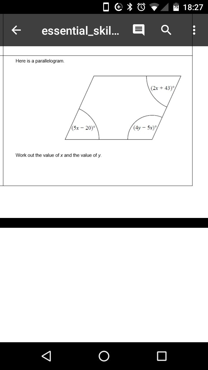 Calculate x and y, with an adequate explanation. For points.-example-1