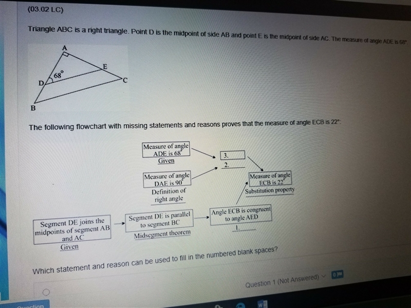 Which statement and reason can be used to fill in the numbered blank spaces-example-1