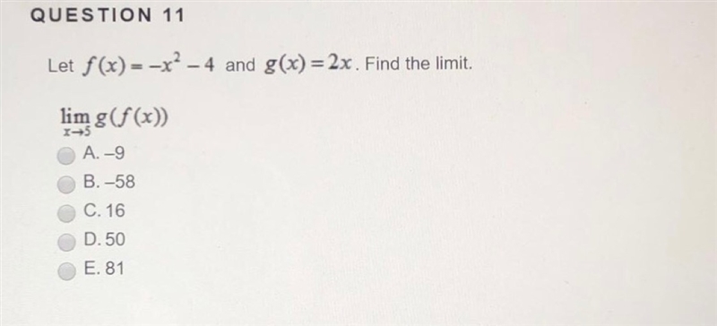 Find the limit a b c d or e-example-1