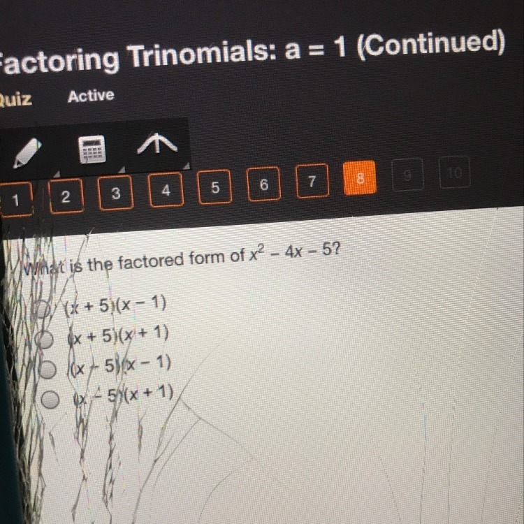 What is the factored form of x^2 - 4x - 5?-example-1