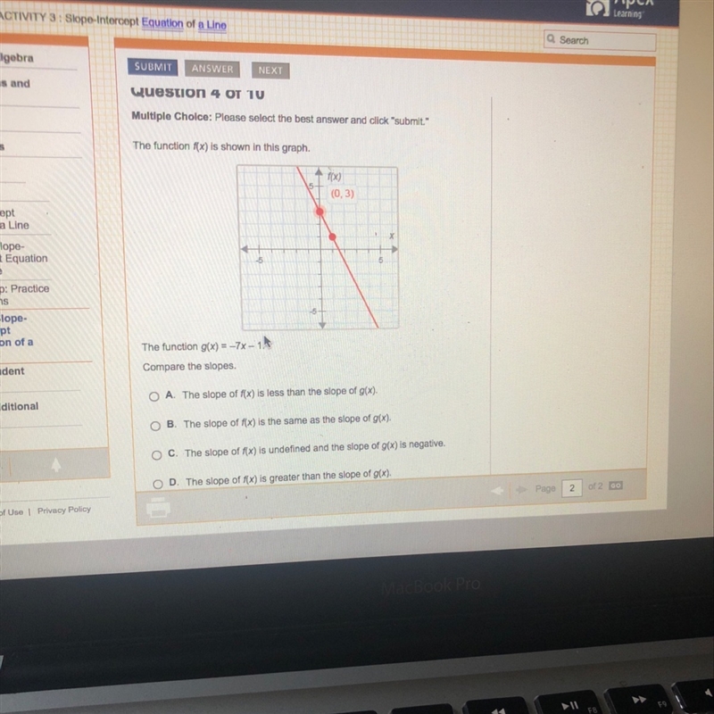 The function f(x) is shown in this graph-example-1