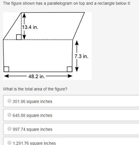 The figure shown has a parallelogram on top and a rectangle below it: A figure has-example-1