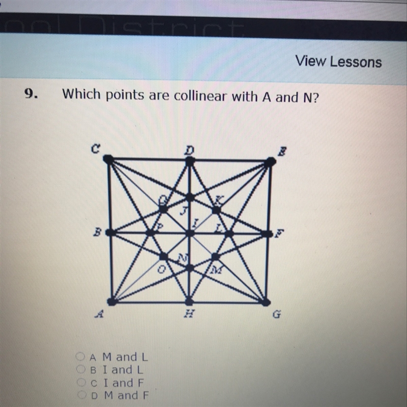 Which points are collinear with A and N?-example-1