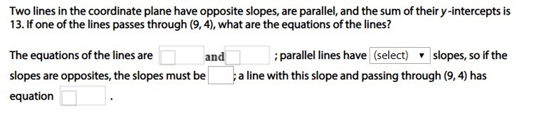 Help me out! ;parallel lines have equal/unequal slopes,-example-1