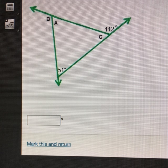 What is the sum of the measures of the exterior angles of this triangle?-example-1