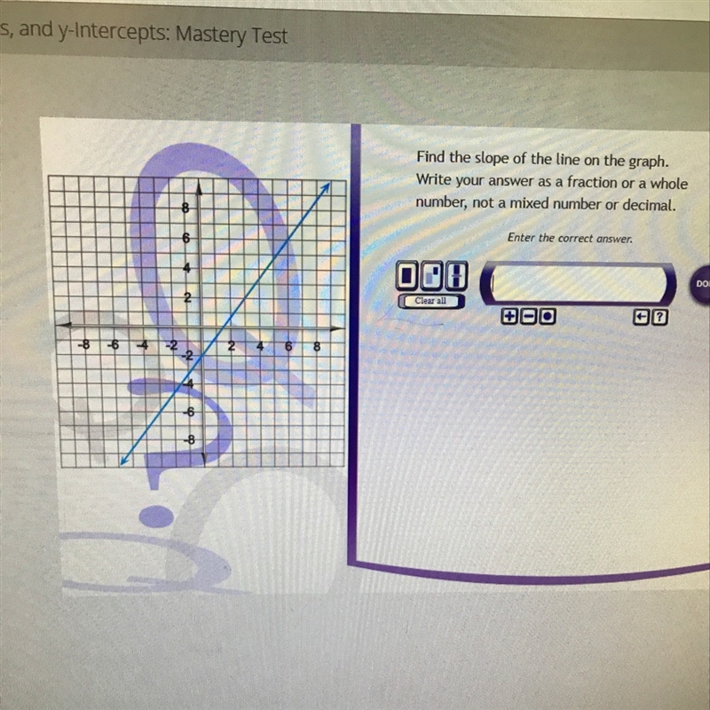 find the slope of the line on the graph write your answer as a fraction or a whole-example-1