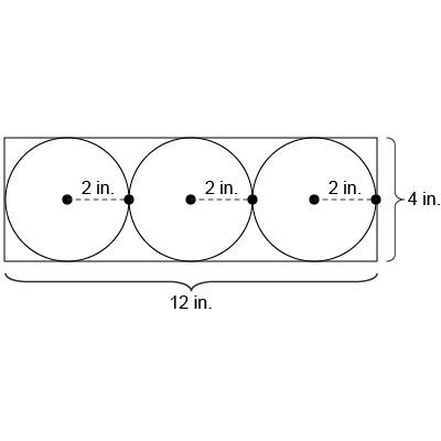 A rectangular mat has a length of 12 in. and a width of 4 in. Drawn on the mat are-example-1