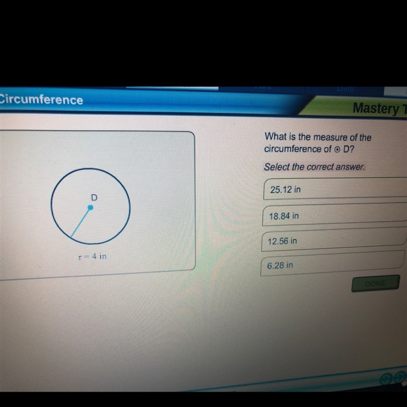 What is the measure of the circumference of D-example-1