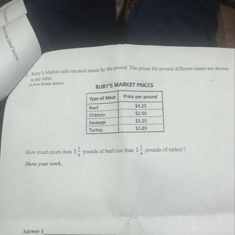 How much more does 1 1/4 pounds of beef cost than 1 1/4 pounds of turkey?-example-1