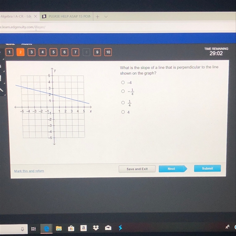 What is the slope of the line that is perpendicular to the line shown on the graph-example-1