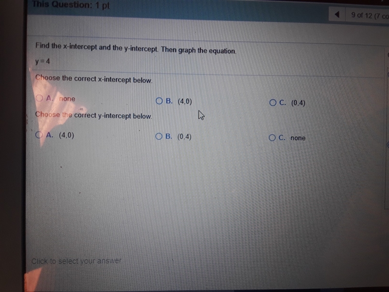 Y=4 what answer is correct-example-1