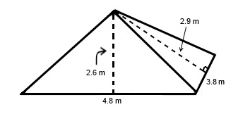 What is the surface area of the rectangular pyramid below? 29.99 m2 31.04 m2 41.74 m-example-1