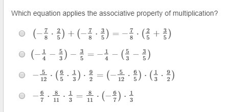 Which equation applies the associative property of multiplication?-example-1