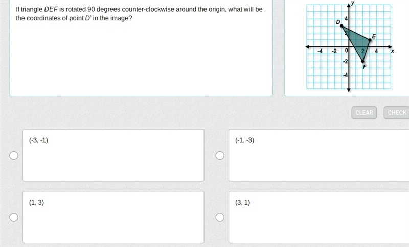 If triangle DEF is rotated 90 degrees counterclockwise around the origin, what will-example-1