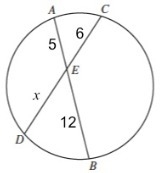 Two chords intersect with the measures shown in the drawing What is the value of x-example-1