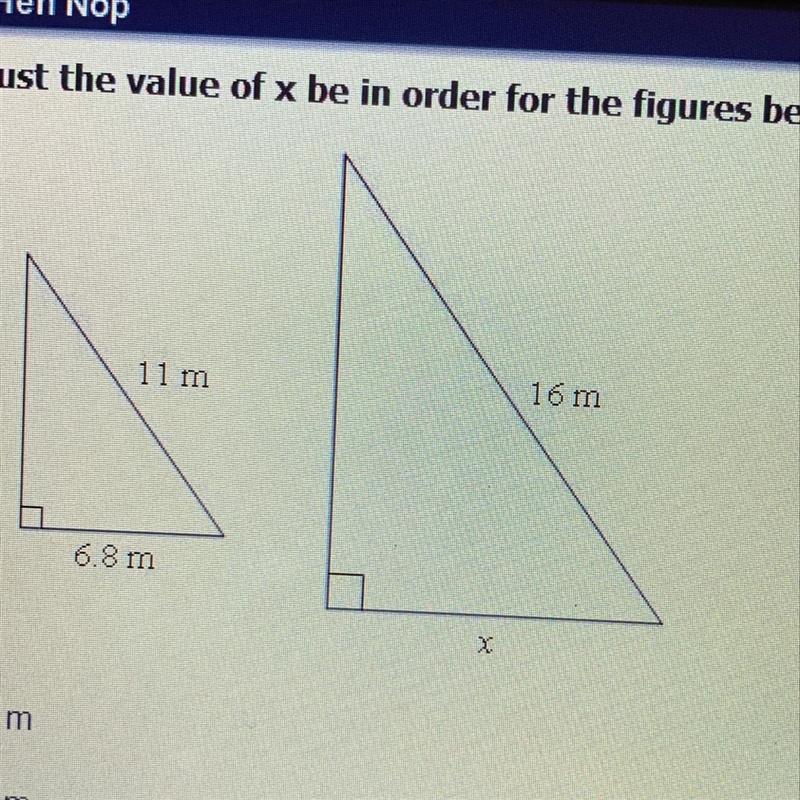 What must the value of X be in order for the figures to be similar-example-1