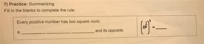 Practice: Summarizing Fill in the blanks to complete the rule.-example-1