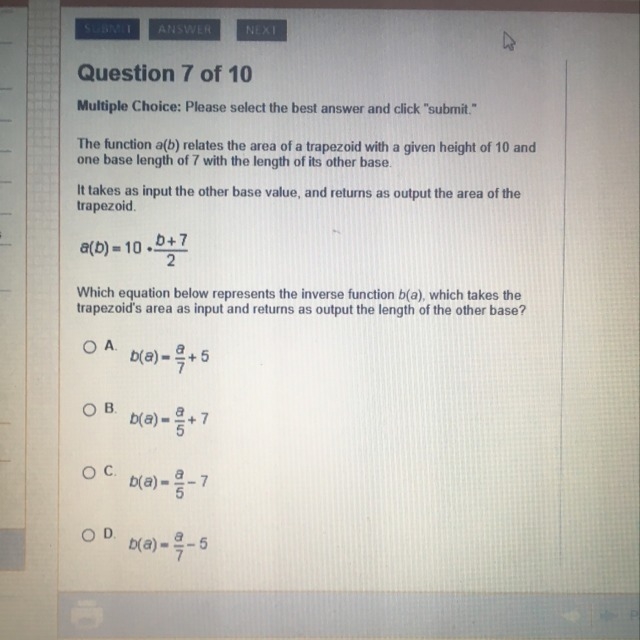 Which equation below represents the inverse function-example-1