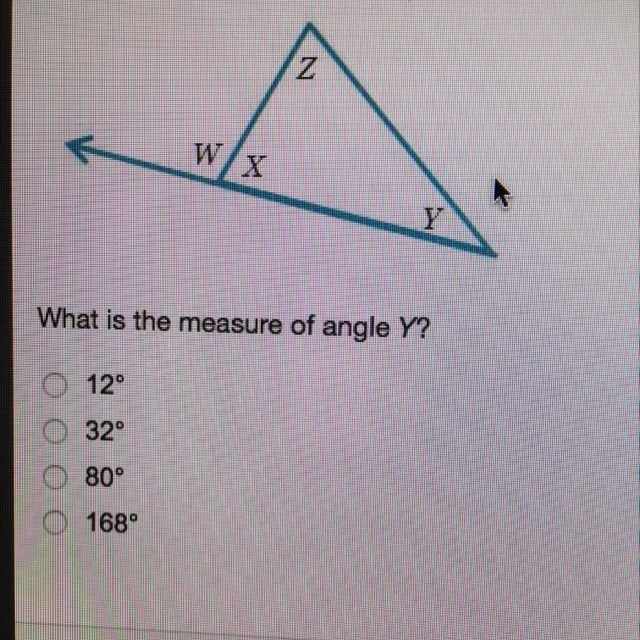 the measure of angle W is 100 degrees, and the measure of angle Z is 68 degrees. what-example-1