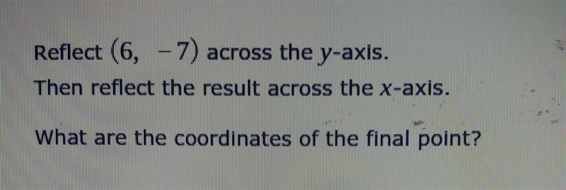 Reflect (6, -7) across the y axis-example-1