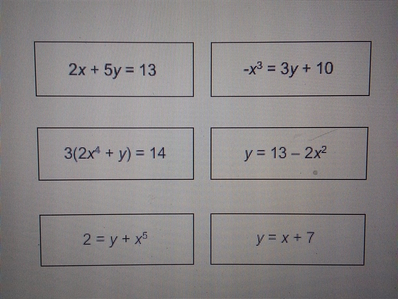 Identify all of the linear functions-example-1