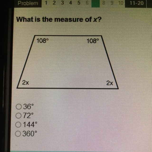 What is the measure of x-example-1