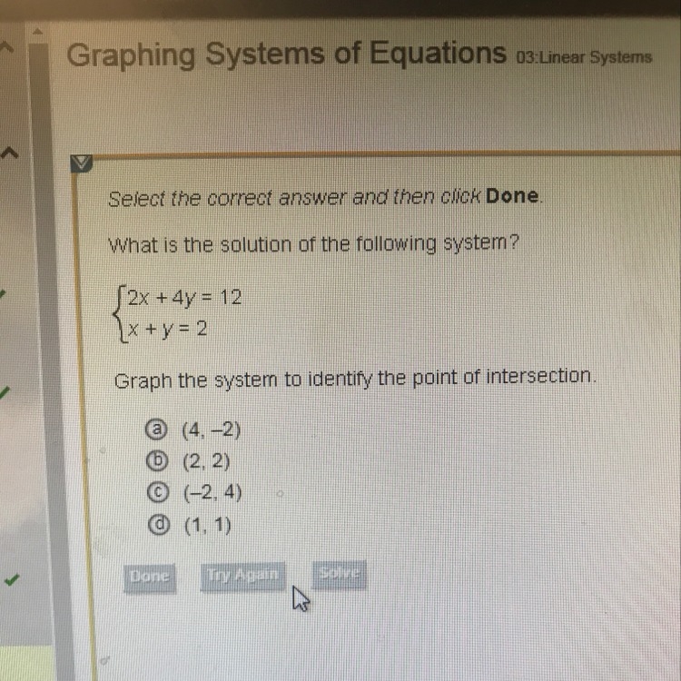 What’s the solution of the following system?-example-1