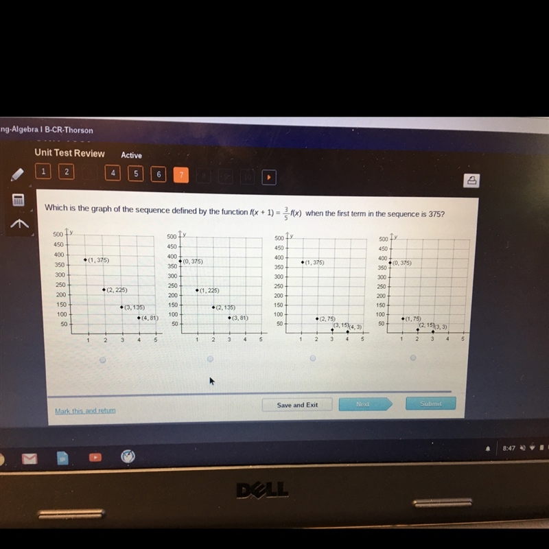 which is the graph of the sequence defined by the function f(x+1)=3/5 f(x) when the-example-1